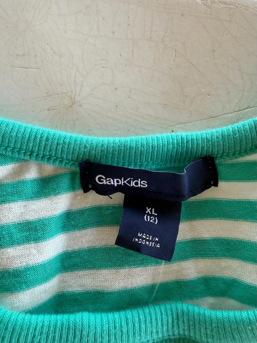 GAPKIDS Girls Teal & White Striped Long-Sleeve Dress